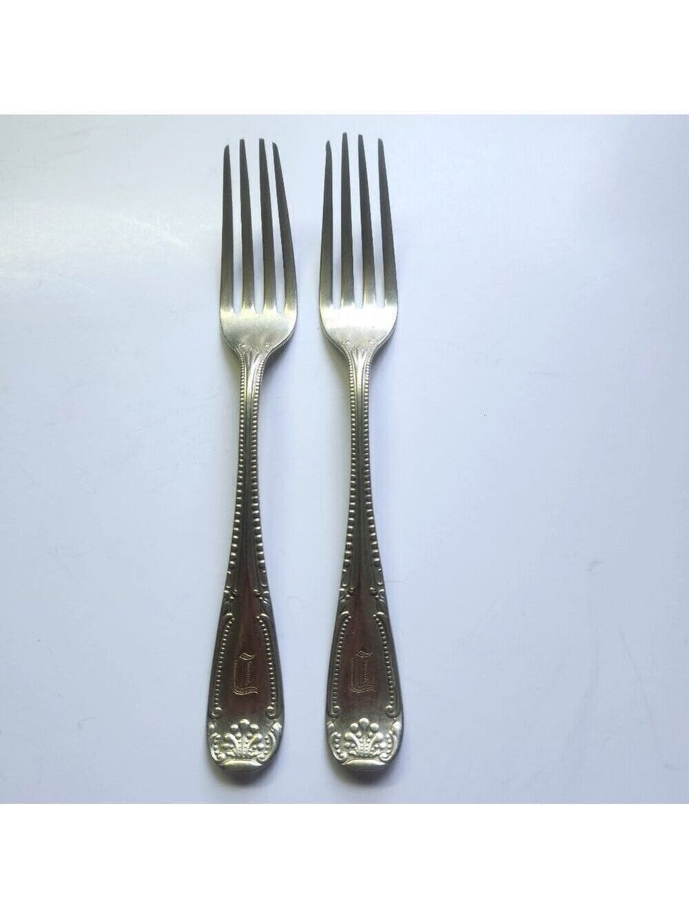 Brazil Silver Salad Fork Lot of 2 Monogram D 6 7/8" Vintage Discontinued Piece